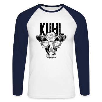 Lustiges Kuhl Kuh Coole Kühe mit Sonnenbrille - Unisex Baseballshirt langarm - Weiß/Navy - Vorne - Nik (191cm)