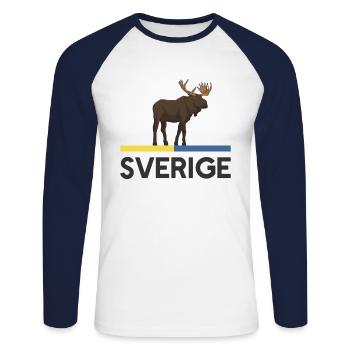 Schweden Flagge Sverige Skandinavien Geschenk - Unisex Baseballshirt langarm - Weiß/Navy - Vorne - Nik (191cm)