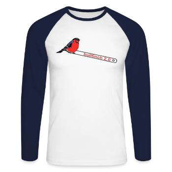 bullfinch 2.0. animal, bird, brush, paint - Unisex Long Sleeve Baseball T-Shirt - white/navy - Front - Nik (191cm)