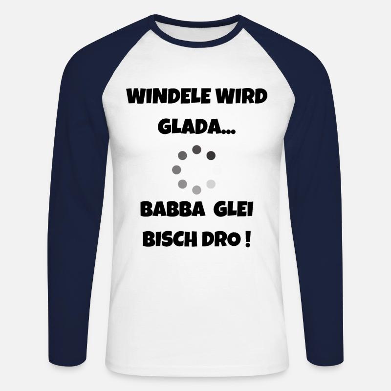 Für schwäbische Eltern - Windel wird Glada - Unisex Baseballshirt langarm - Weiß/Navy