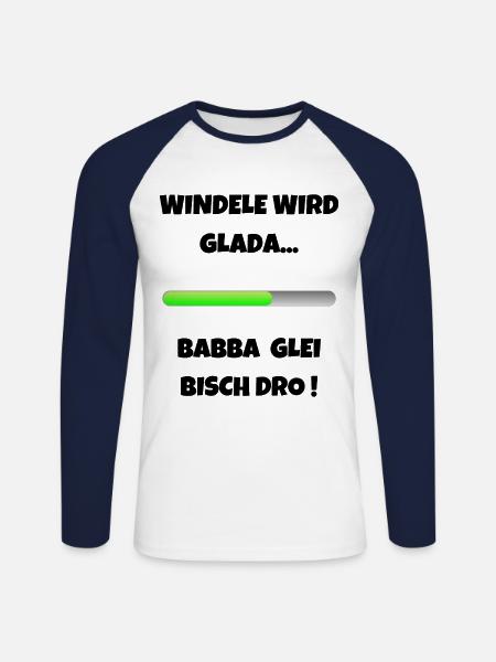 Windele wird geladen Schwäbisch Eltern Papa - Unisex Baseballshirt langarm - Weiß/Navy
