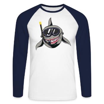 Shark shark - Unisex Long Sleeve Baseball T-Shirt - white/navy - Front - Nik (191cm)