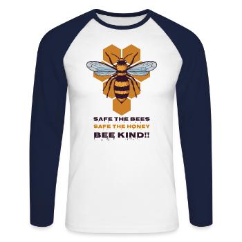 Save the bees Safe the bees honey bee bee - Unisex Long Sleeve Baseball T-Shirt - white/navy - Front - Nik (191cm)