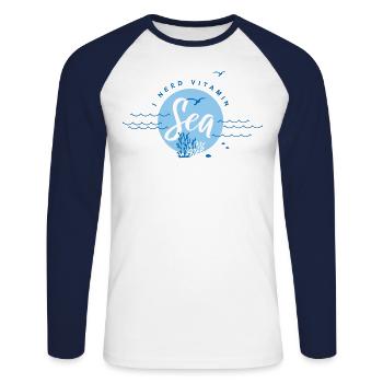 I need vitamin sea - Unisex Long Sleeve Baseball T-Shirt - white/navy - Front - Nik (191cm)