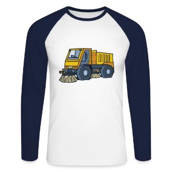 Balayeuse Voiture poubelle éboueur éboueur collecte des ordures - T-shirt baseball manches longues Homme - blanc/marine - Devant - Nik (191cm)