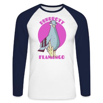 Ruhrpottflamingo Ruhrpott Flamingo Gelsenkirchen - Unisex Baseballshirt langarm - Weiß/Navy - Vorne - Nik (191cm)