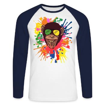 Cool shimp with sunglasses bright colors - Unisex Long Sleeve Baseball T-Shirt - white/navy - Front - Nik (191cm)