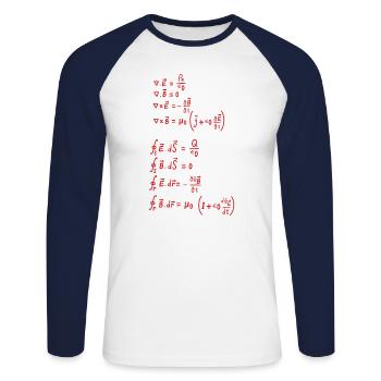 Mathematik Formel Nerd Maxwell Besserwisser - Unisex Baseballshirt langarm - Weiß/Navy - Vorne - Nik (191cm)