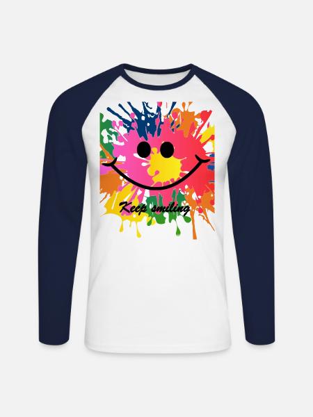 keep smiling splash bunt Freude - Unisex Baseballshirt langarm - Weiß/Navy