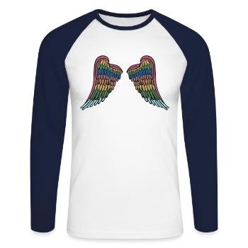 Ange ailes anges ailes ange anges - T-shirt baseball manches longues Homme - blanc/marine - Devant - Nik (191cm)