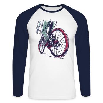 Vélo de course sprinter course cyclisme - T-shirt baseball manches longues Homme - blanc/marine - Devant - Nik (191cm)