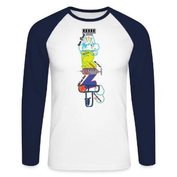 Motif du médecin - T-shirt baseball manches longues Homme - blanc/marine - Devant - Nik (191cm)