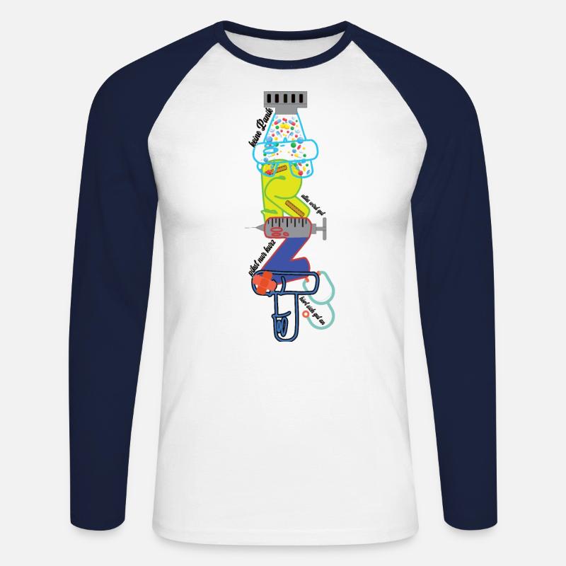 Arzt Motiv - Unisex Baseballshirt langarm - Weiß/Navy