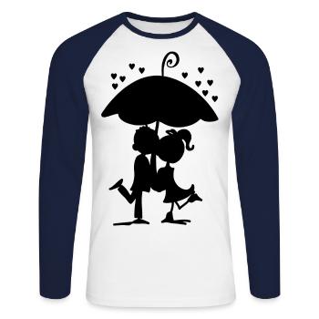 Danse de couple Chers amoureux Cohésion - T-shirt baseball manches longues Homme - blanc/marine - Devant - Nik (191cm)