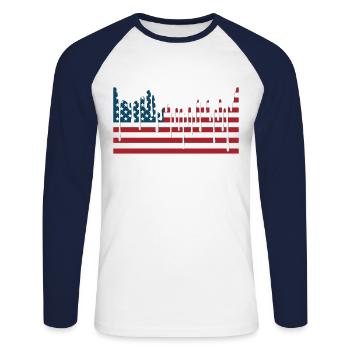 USA FLAG Tee Shirts - T-shirt baseball manches longues Homme - blanc/marine - Devant - Nik (191cm)