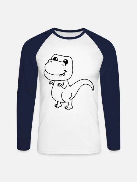Dinosaur T-Rex Comic - Unisex Long Sleeve Baseball T-Shirt - white/navy