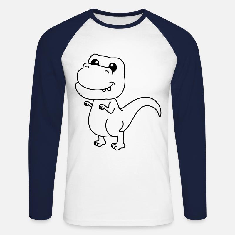 Dinosaur T-Rex Comic - Unisex Long Sleeve Baseball T-Shirt - white/navy