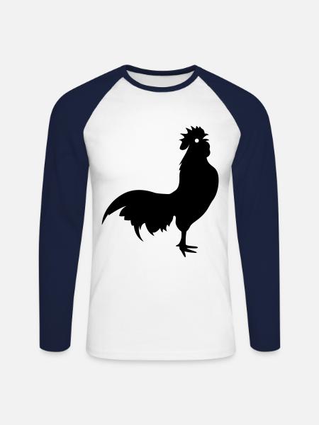 Hahn Tier silhouette - Unisex Baseballshirt langarm - Weiß/Navy