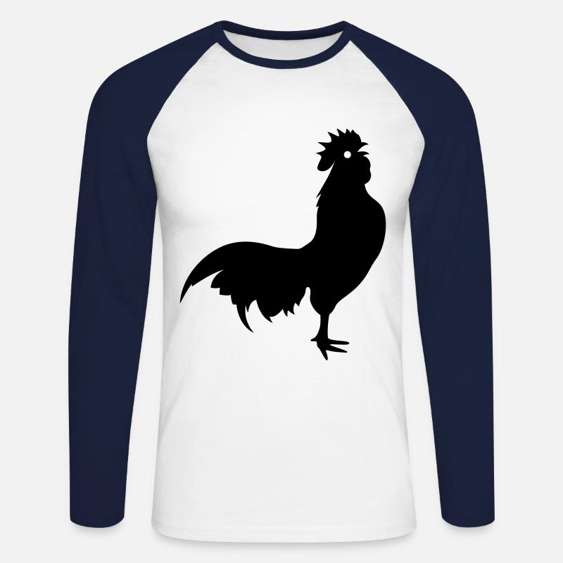 Hahn Tier silhouette - Unisex Baseballshirt langarm - Weiß/Navy