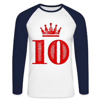 10 Couronne numérique - T-shirt baseball manches longues Homme - blanc/marine - Devant - Nik (191cm)