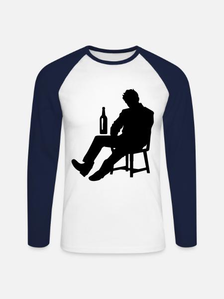 Drunk Man Drinking Drunk - Unisex Long Sleeve Baseball T-Shirt - white/navy