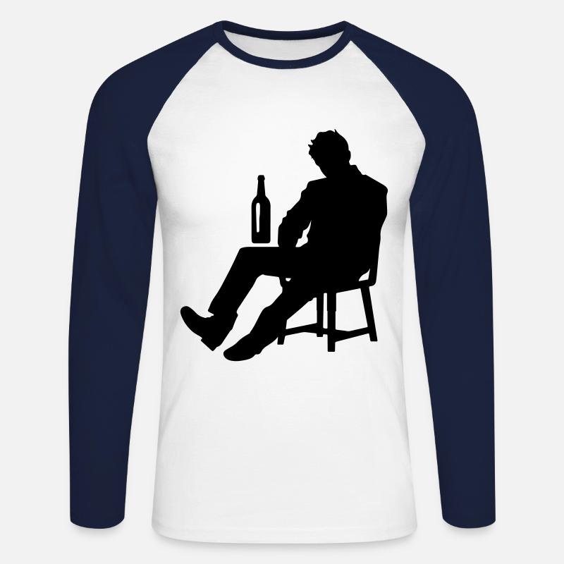 Drunk Man Drinking Drunk - Unisex Long Sleeve Baseball T-Shirt - white/navy