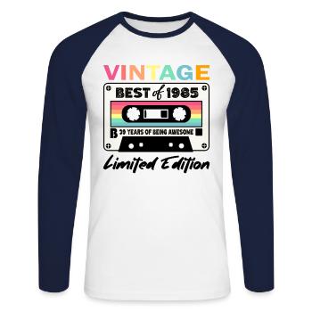 Best of 1985 - zum 39. Geburtstag Limited Edition - Unisex Baseballshirt langarm - Weiß/Navy - Vorne - Nik (191cm)