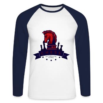 Schach - Unisex Baseballshirt langarm - Weiß/Navy - Vorne - Nik (191cm)