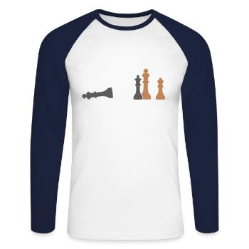 Schach - Unisex Baseballshirt langarm - Weiß/Navy - Vorne - Nik (191cm)