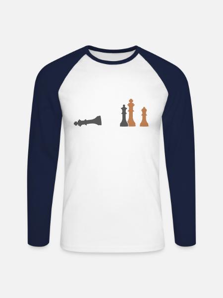 échecs - T-shirt baseball manches longues Homme - blanc/marine