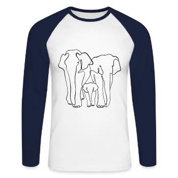 Elephant family in black - Unisex Long Sleeve Baseball T-Shirt - white/navy - Front - Nik (191cm)