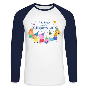 Peppa Pig Geburtstagsdesign Mit Spruch - Unisex Baseballshirt langarm - Weiß/Navy - Vorne - Nik (191cm)