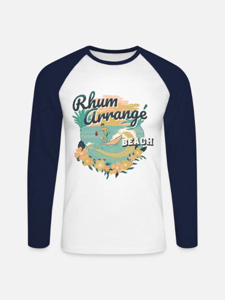 Rum Arranged Beach - Unisex Long Sleeve Baseball T-Shirt - white/navy