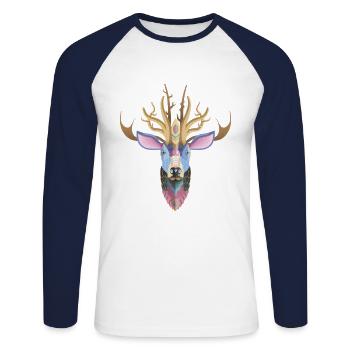 Colorful Dear - T-shirt baseball manches longues Homme - blanc/marine - Devant - Nik (191cm)