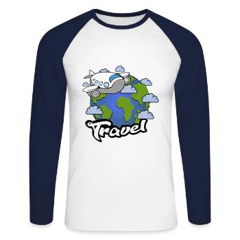 Travel - Unisex Baseballshirt langarm - Weiß/Navy - Vorne - Nik (191cm)