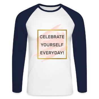 Selbstbewußtsein Motivation Selbstvertrauen Liebe - Unisex Baseballshirt langarm - Weiß/Navy - Vorne - Nik (191cm)