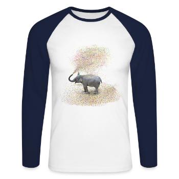 l'éléphant - T-shirt baseball manches longues Homme - blanc/marine - Devant - Nik (191cm)