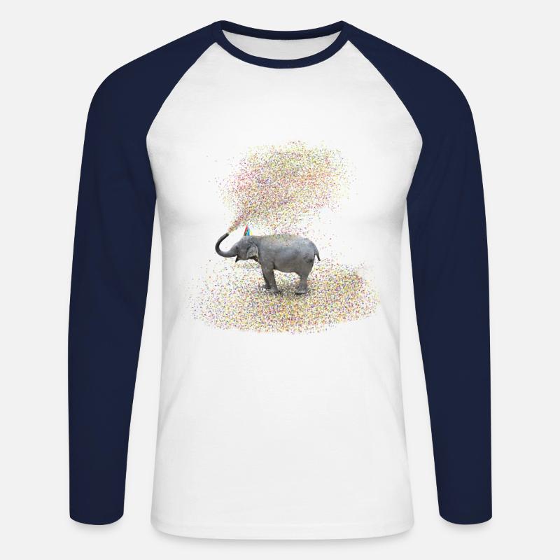 Elefant - Unisex Baseballshirt langarm - Weiß/Navy