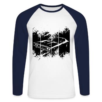 Muscle Car - Unisex Baseballshirt langarm - Weiß/Navy - Vorne - Nik (191cm)