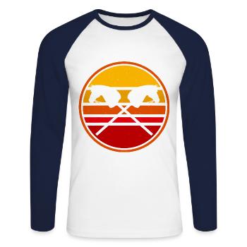Hobby Horse Retro Grafik Steckenpferde Reiten Tren - Unisex Baseballshirt langarm - Weiß/Navy - Vorne - Nik (191cm)