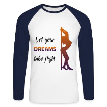 Poledance - Laissez vos rêves prendre leur envol - T-shirt baseball manches longues Homme - blanc/marine - Devant - Nik (191cm)