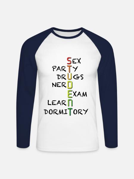 Student - Unisex Baseballshirt langarm - Weiß/Navy