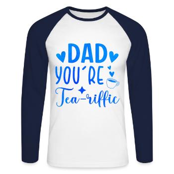 Dad You're Tea-riffic Tea Lover Tea Drinker Cup Of - Unisex Baseballshirt langarm - Weiß/Navy - Vorne - Nik (191cm)
