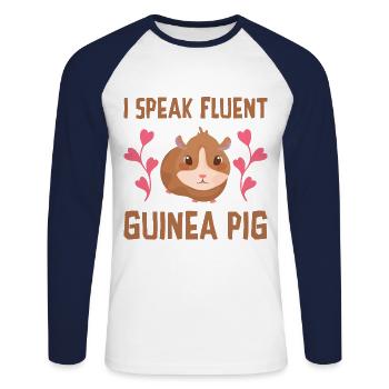 I Speak Fluent Guinea Pig Animal Lover Guinea Pig - Unisex Baseballshirt langarm - Weiß/Navy - Vorne - Nik (191cm)