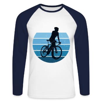 Road Bike Women's Road Cycling Road Cyclists - Unisex Long Sleeve Baseball T-Shirt - white/navy - Front - Nik (191cm)