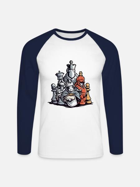 The Chess Shock Team - Unisex Long Sleeve Baseball T-Shirt - white/navy