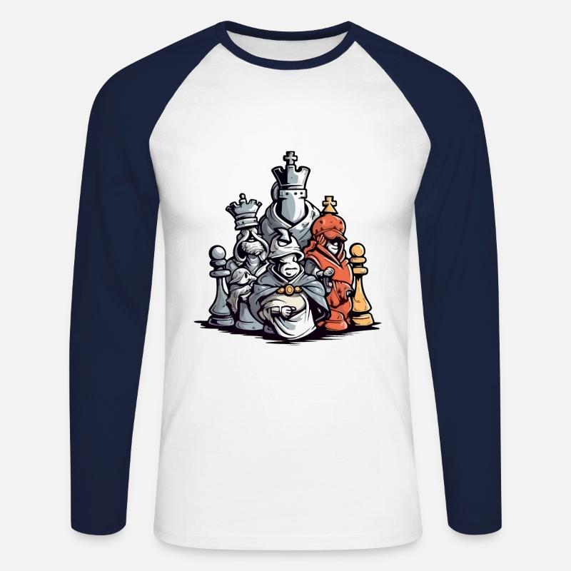 Das Chess Shock Team - Unisex Baseballshirt langarm - Weiß/Navy