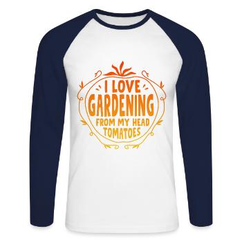 I Love Gardening From My Head Tomatoes Gardening G - Unisex Baseballshirt langarm - Weiß/Navy - Vorne - Nik (191cm)