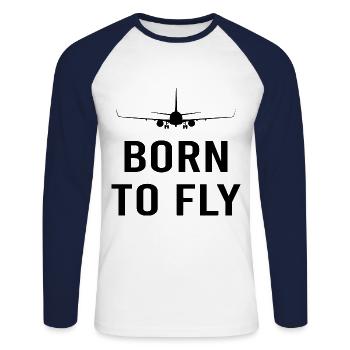 Pilot Born To Fly - Unisex Long Sleeve Baseball T-Shirt - white/navy - Front - Nik (191cm)