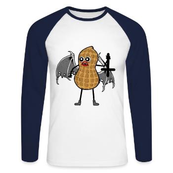Halloween Peanut Antichrist Cross Vampire Nut - Unisex Long Sleeve Baseball T-Shirt - white/navy - Front - Nik (191cm)